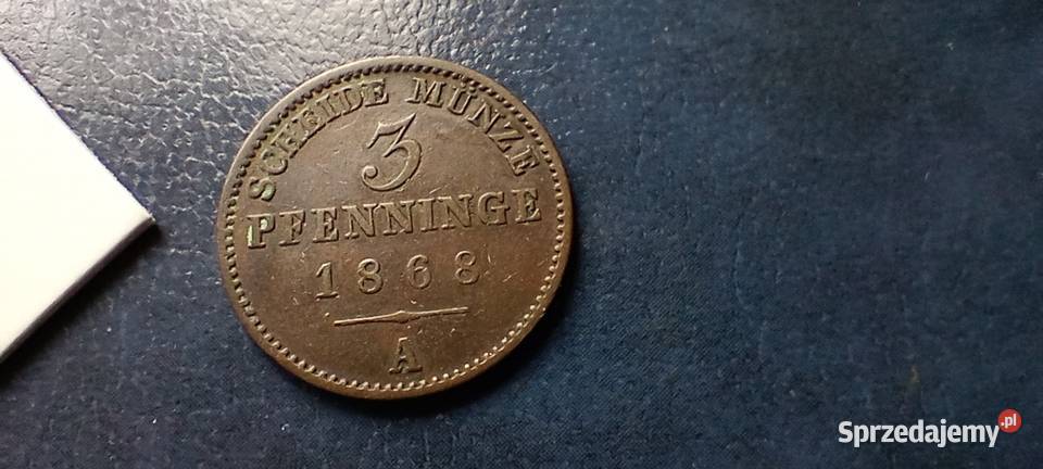 Stare monety 3 fenig 1868 A Niemcy sprzedam