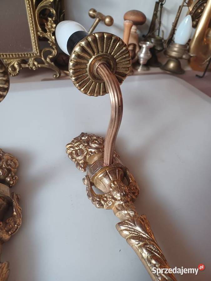 Piękne masywne mosiężne kinkiety Poznań