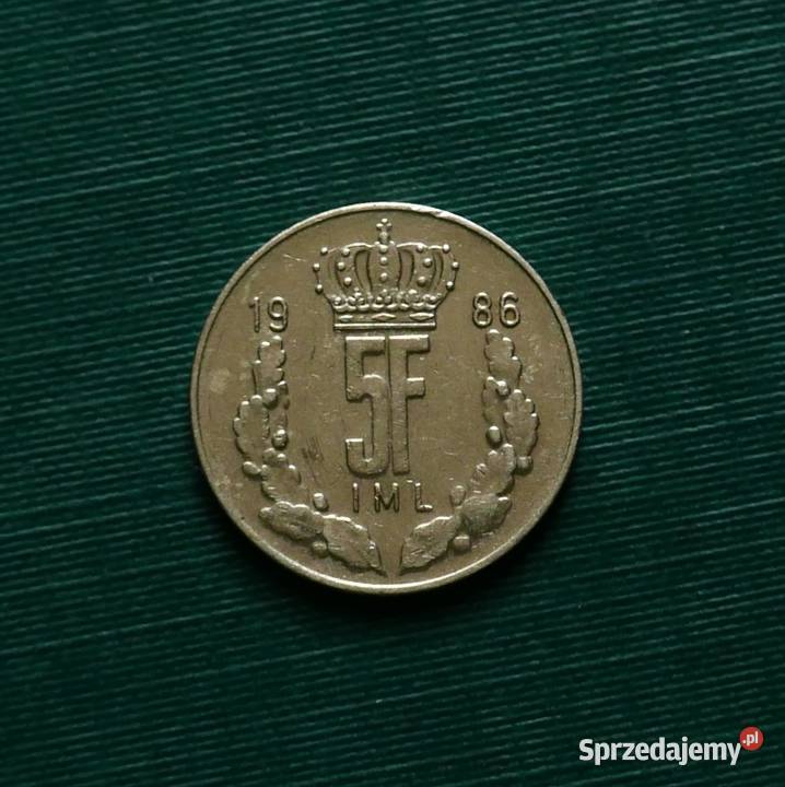 LUKSEMBURG 5 franków 1986r Numizmatyka