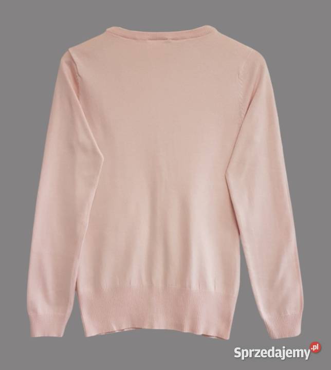 Damski bawełniany sweter pudrowy róż z długim
