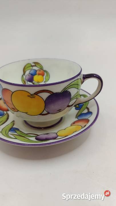 Filiżanka ze spodkiem mała owocowe zdobienie Zamość