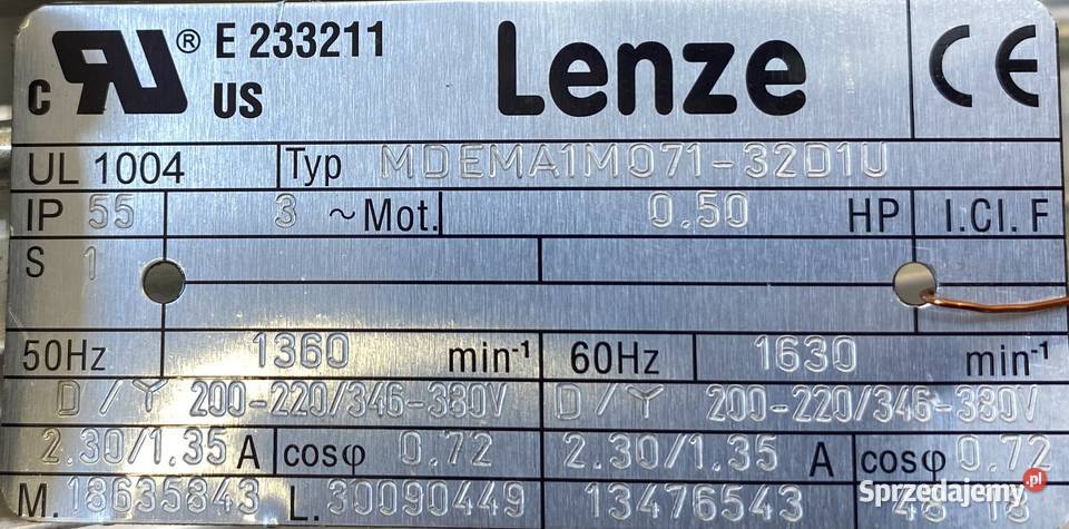 silnik elektryczny 037kW 1360obr 3fazowy Lenze kujawsko-pomorskie Pigża