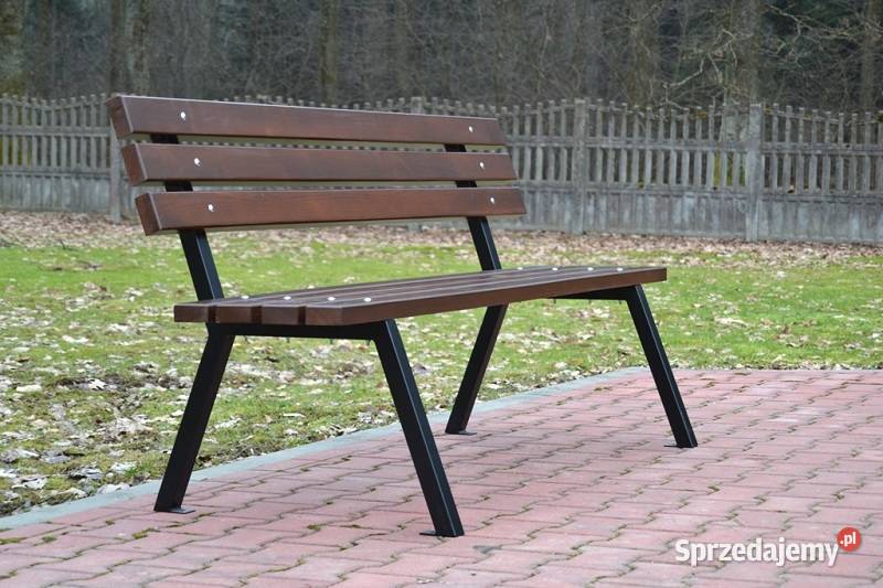 ŁAWKA stalowa z oparciem PARKOWA OGRODOWA Nałęczów