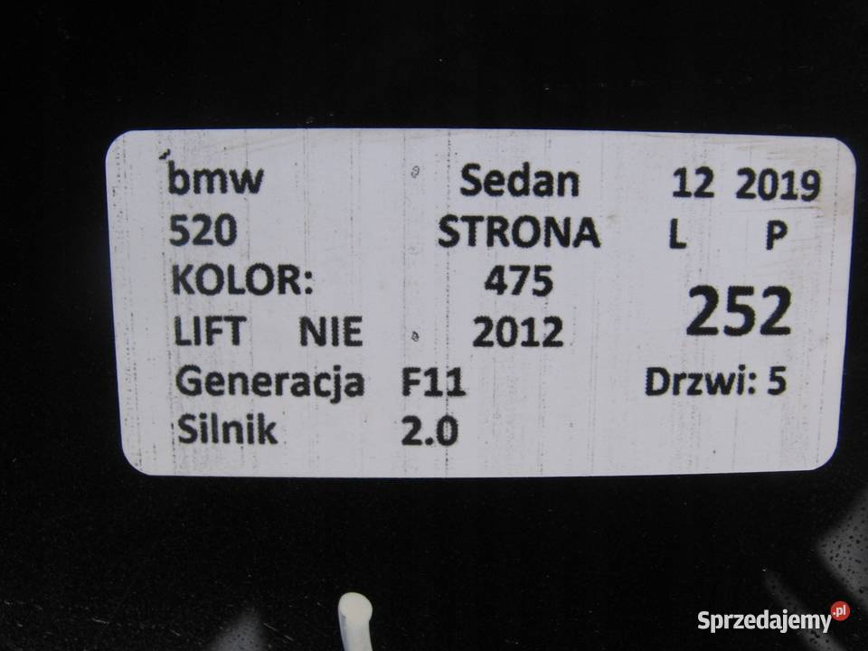 KLAPA TYŁ 475 BMW 520 F11 Klapy bagażnika Zbierkowo