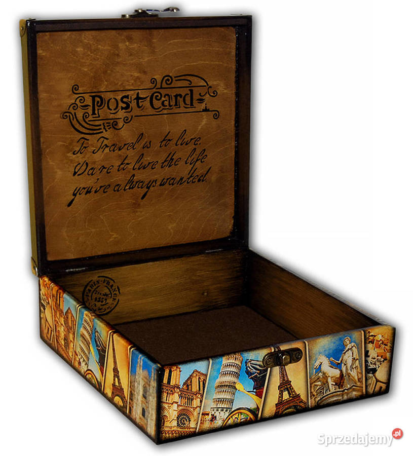 duża SZKATUŁKA pudełko drewniane TRAVEL 22x22 Bydgoszcz sprzedam