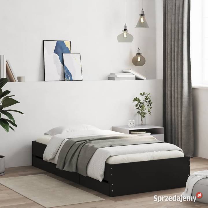 vidaXL Rama łóżka z szufladami czarna 100x200 Warszawa