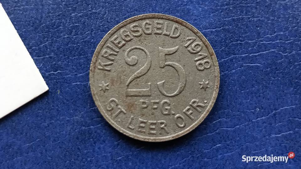 Stare monety 25 fenig 1918 Leer Niemcy Lesko