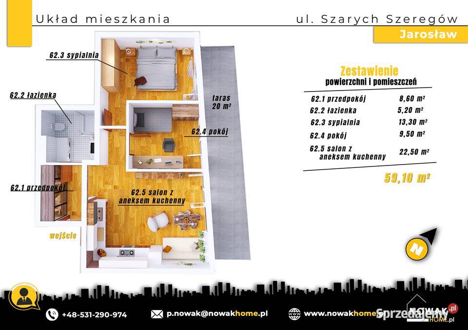Wysoki Standard 2 Sypialnie59m2 Jarosław Szarych blacha