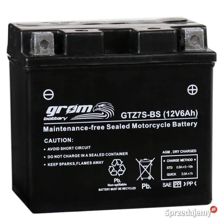 Akumulator motocyklowy GROM GTZ7SBS 12V 6Ah 120A Akumulatory motocyklowe zachodniopomorskie