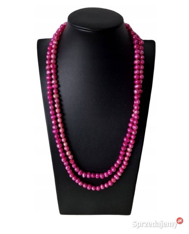 PERŁY NATURALNE SMOCZE NASZYJNIK DŁUGI SZNUR Korale Częstochowa