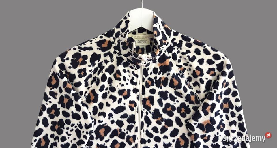 Sweter beżowoczarny w panterkę długim rękawem HM H&M Chrzanów