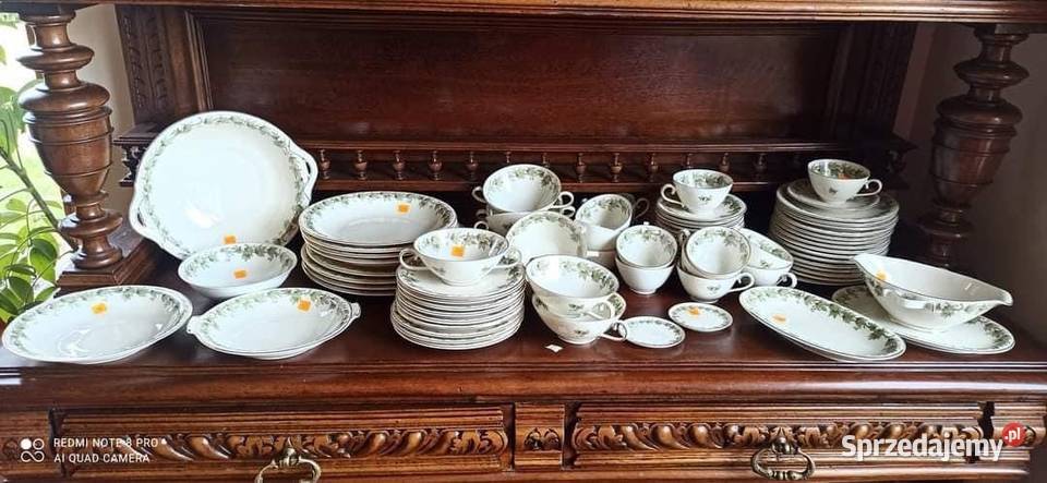 Salaterka Serwis Morbar Liście na złoconej Porcelana i szkło Gdańsk
