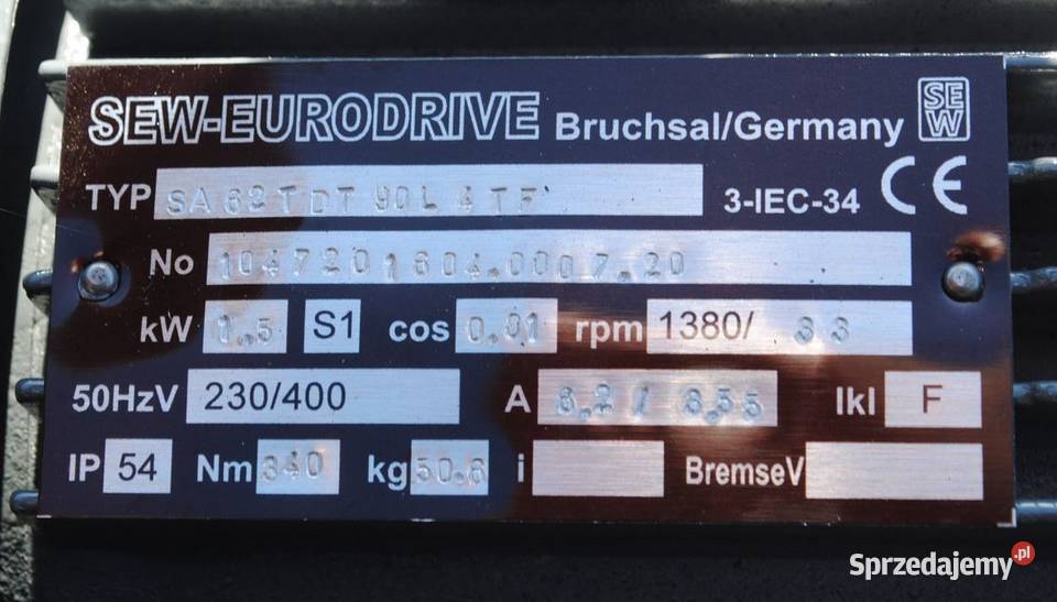 Motoreduktor kątowy 15kw 33obrmin firmy SEW