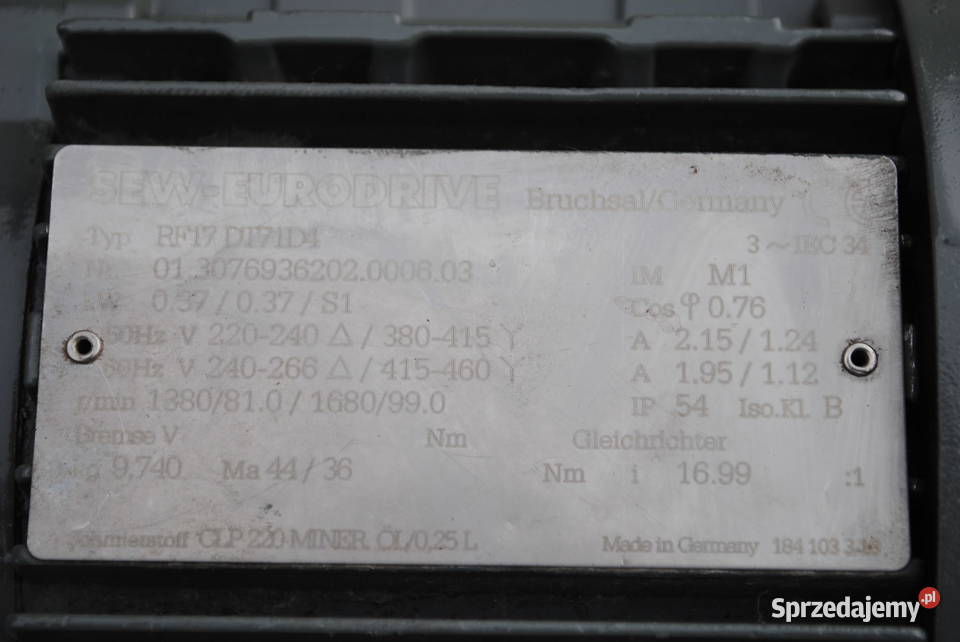 Motoreduktor kołnierzowy 037kw 81obrmin Sew lubuskie