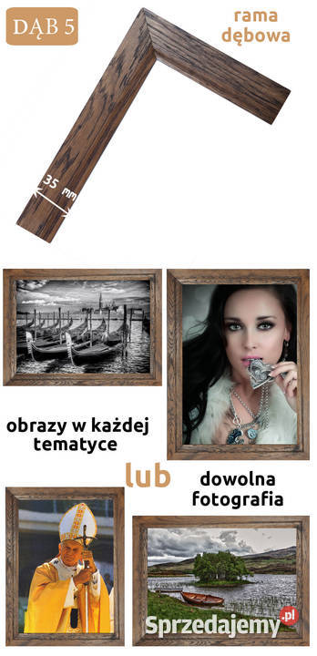 Rama dębowa na obraz grafikę foto 40x70