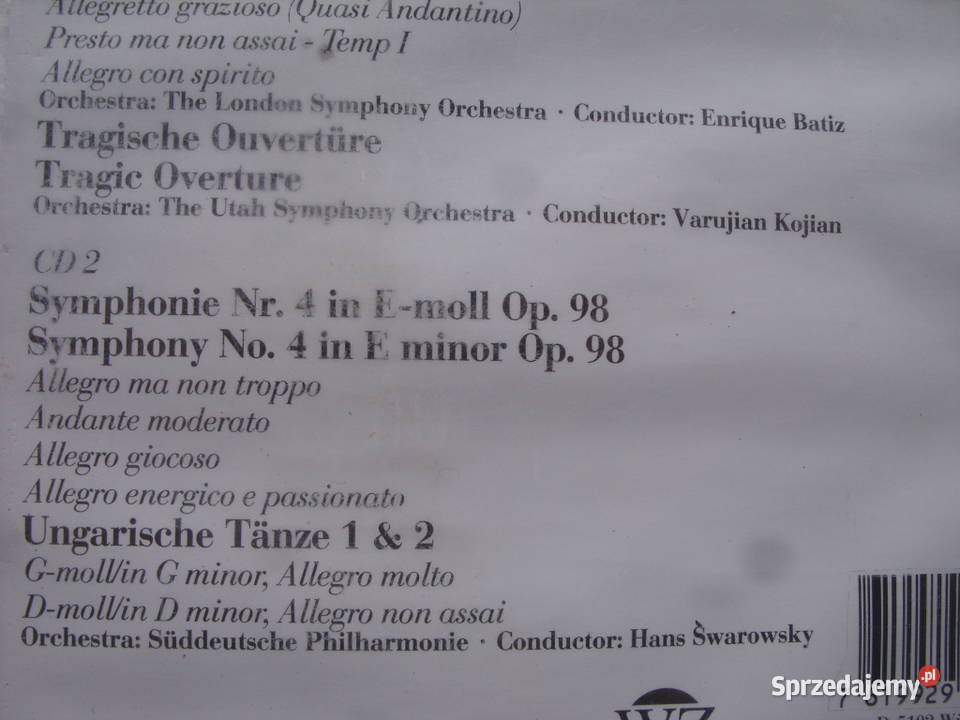 SD 2000 JOHANNES BRAHMSUNGARISZE TANZE folia CD dolnośląskie