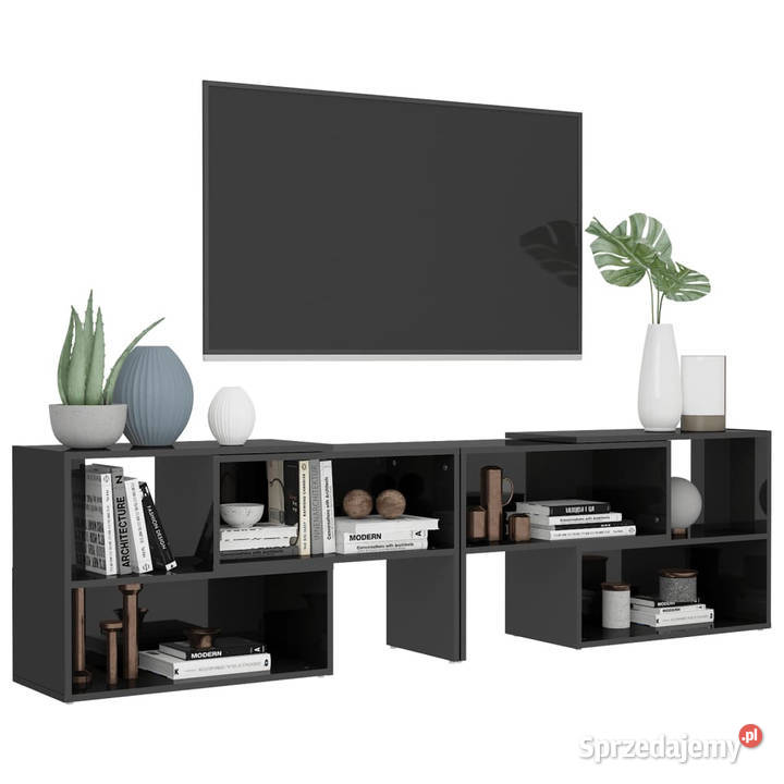 Szafka pod TV szara wysoki połysk 149x30x52 Szafki mazowieckie Warszawa