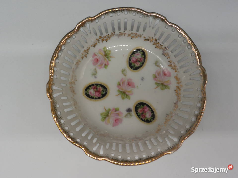 Stara misa ażurowa porcelana ręcznie malowana Raszków