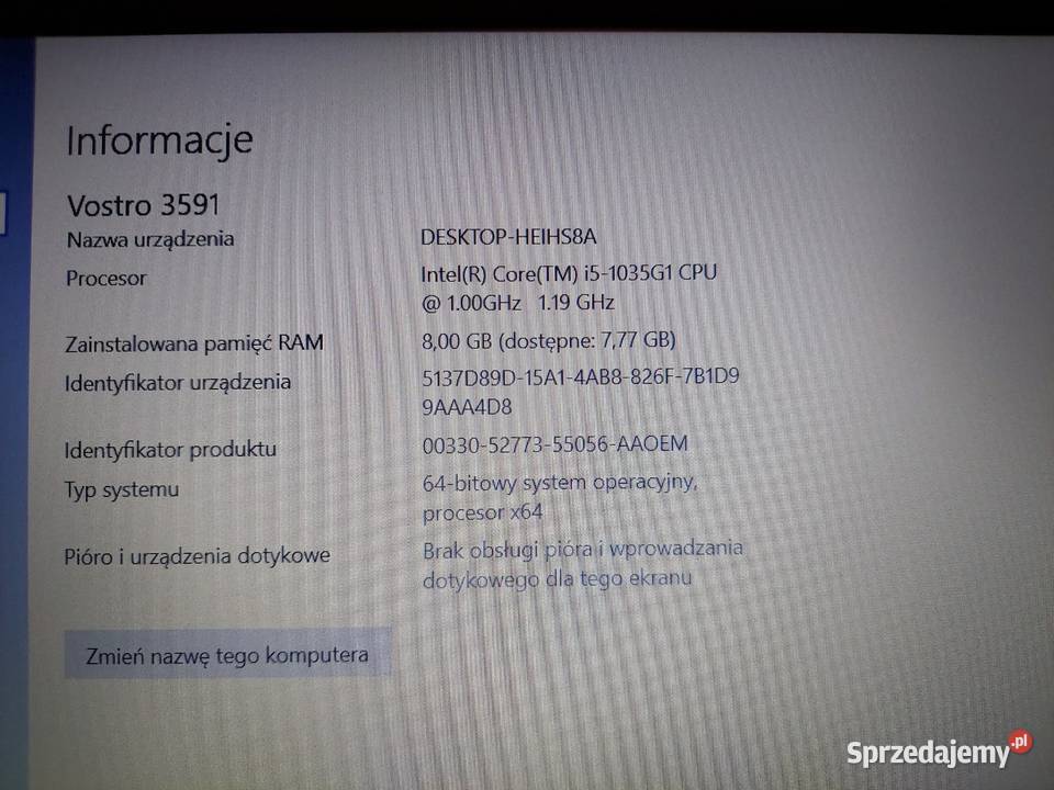 Laptop Dell Vostro 3591 wielkopolskie Poznań