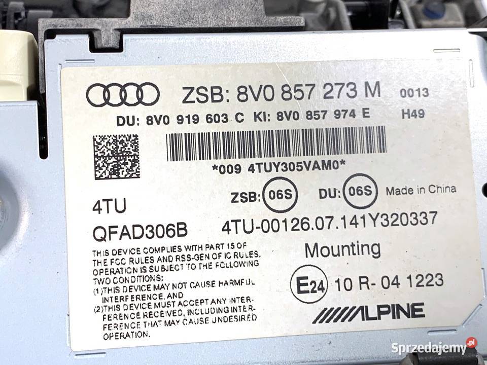 WYŚWIETLACZ AUDI A3 8V 8V0857273M EKRAN MONITOR osobowe Liczniki i zegary podkarpackie sprzedam