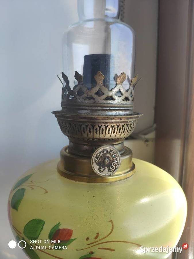Stara francuska lampa naftowa XIX w onyks Kraków