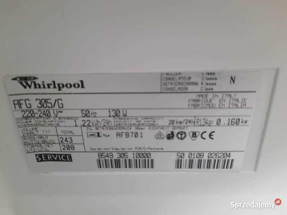 ZAMRAŻARKA SZUFLADOWA Whirlpool AFG 305G wolnostojące Nowodwór sprzedam