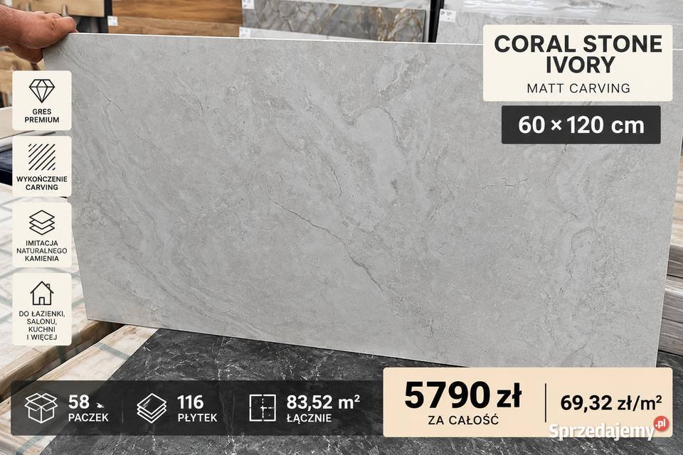 Gres 60x120 Coral Stone Ivory Carving NOWE 8352 Warszawa