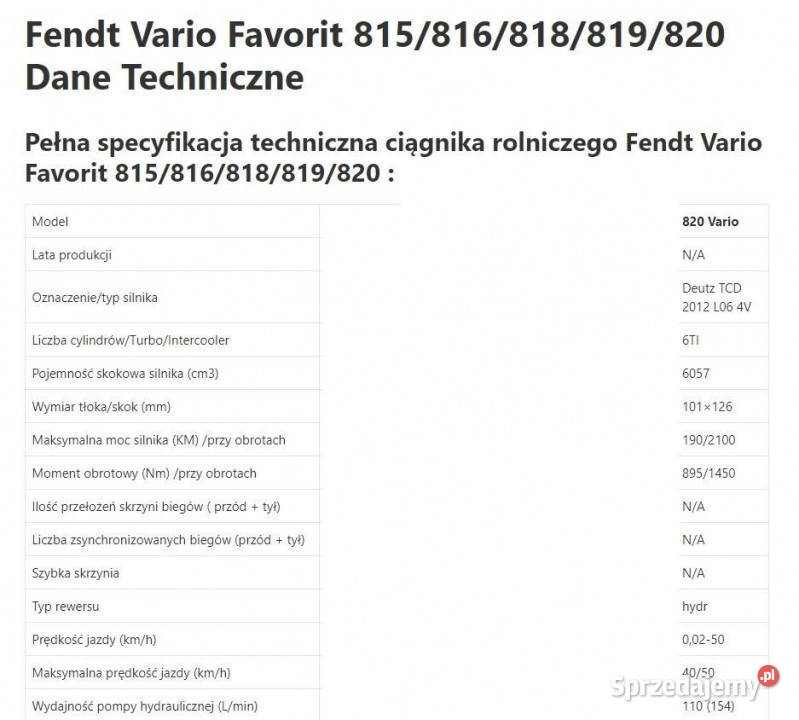 Fendt Vario Favorit 820 CZĘŚCI MECHANICZNE Pozostałe Jastrzębniki