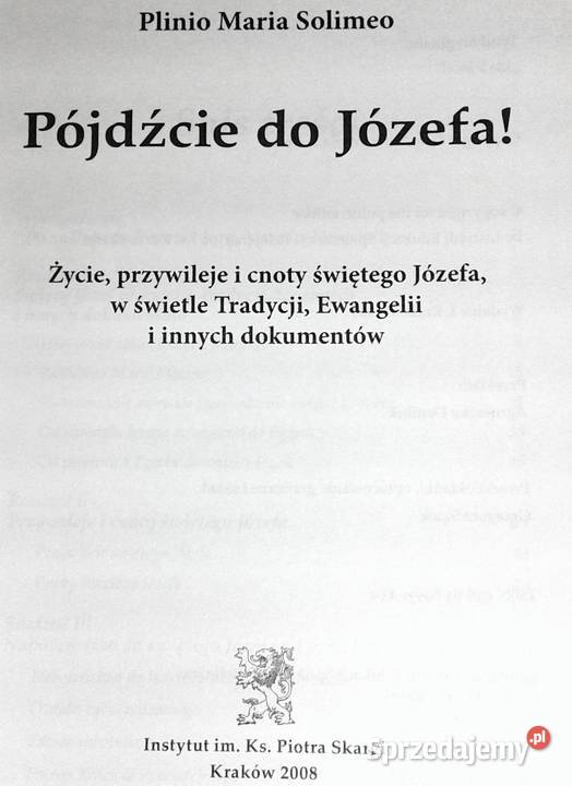 Pójdźcie do Józefa Plinio Maria Solimeo miękka lubelskie Chełm sprzedam