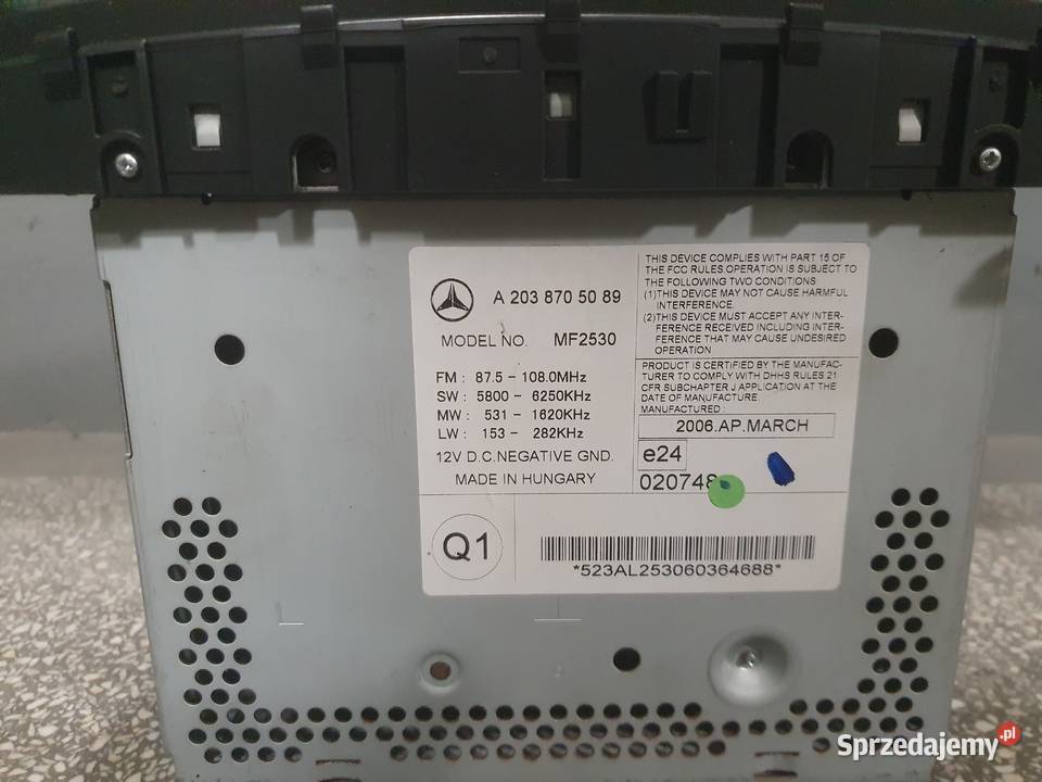 Radio samochodowe Mercedes MF 2530 Sprzęt audio fabryczny Bogatynia sprzedam