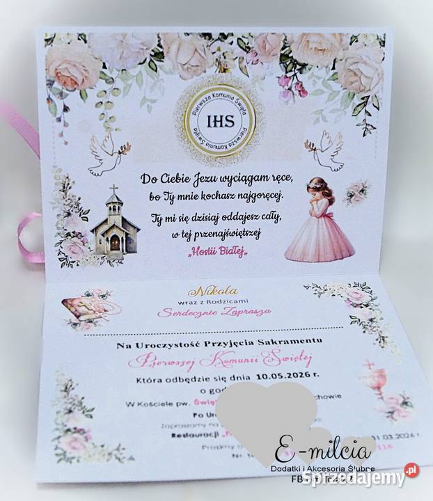 KOMUNIA ZAPROSZENIA 3D ZE ZDJĘCIEM I Zielona Góra