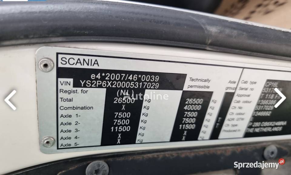 Scania P280 śmieciarka NORBA 20m3 KP7 z wagą