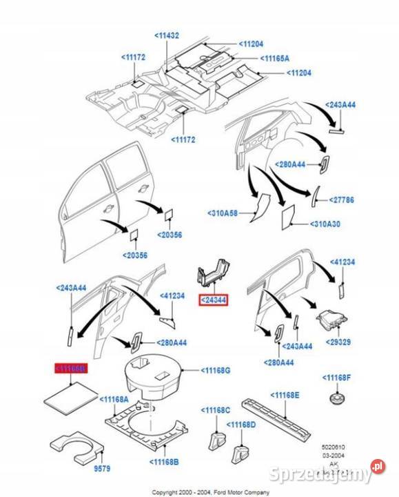 IZOLACJA DRZWI LEWY TYŁ FORD FOCUS 9805 sprzedam