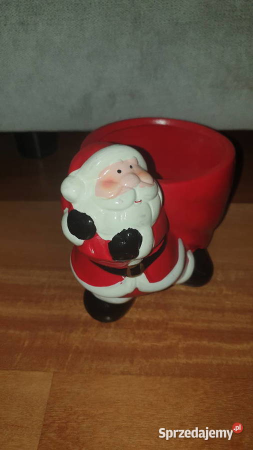 Osłonka doniczka ceramiczna czerwona z Mikołajem Warszawa