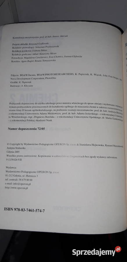 chemia 2 operon rozszerzenie książki Warszawa