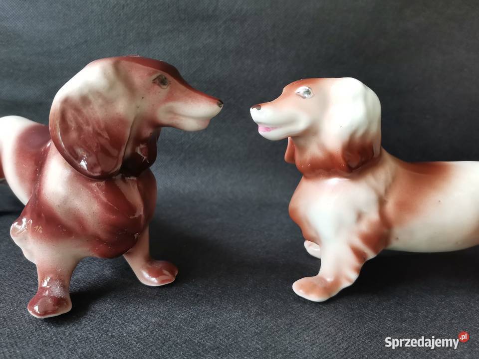 Stara figurka porcelanowa Pies Jamnik porcelana