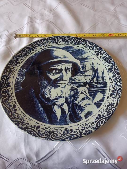 Piękne kobaltowy talerz do powieszenia na ścianę Gliwice