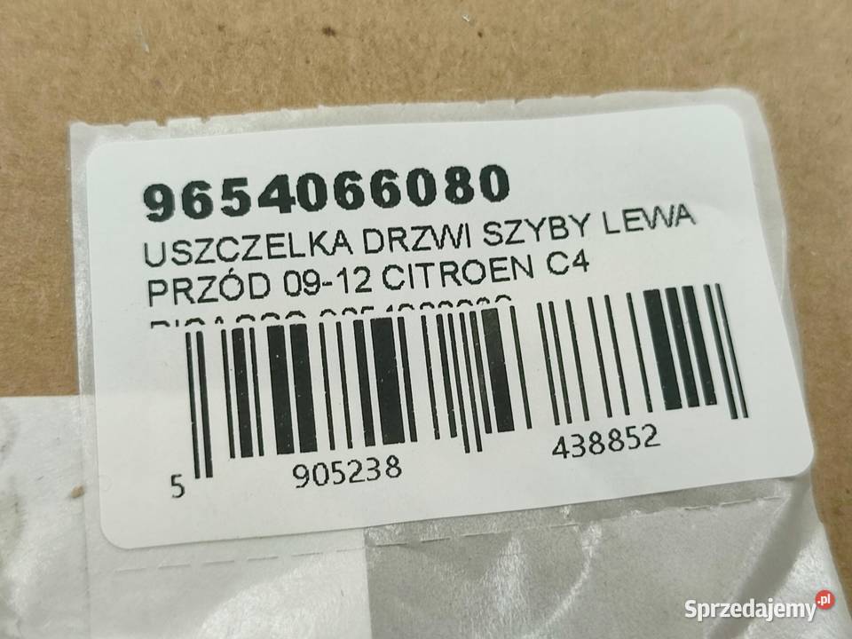 USZCZELKA SZYBY DRZWI LEWY PRZÓD CITROEN C4