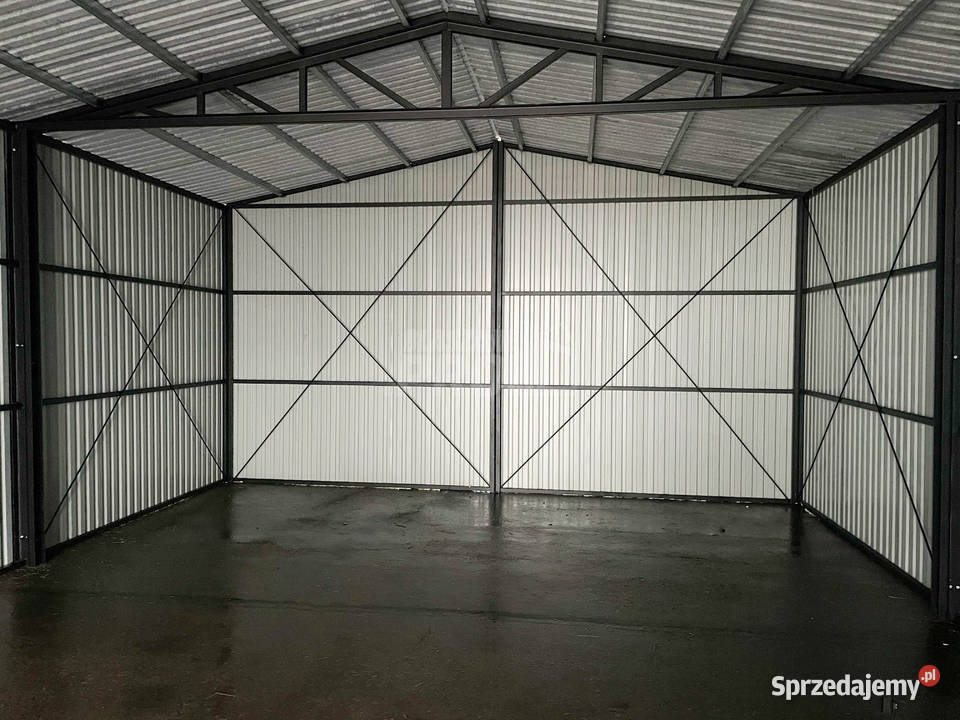 Hala Garaż 7x11 m brama dwuskrzydłowa drzwi blacha Braniewo