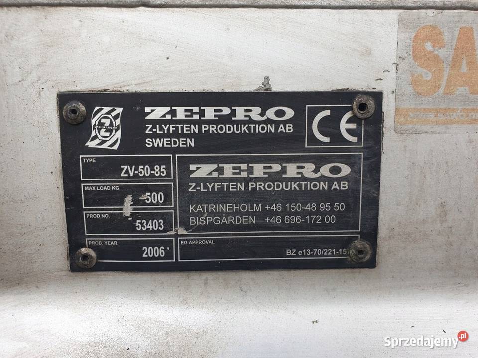 Winda Zepro 500 ładowności podest załadowczy mazowieckie Łaskarzew