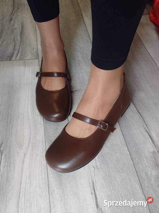 40 Brązowe Baleriny wieczorowe z zapięciem na Damskie Kraków sprzedam
