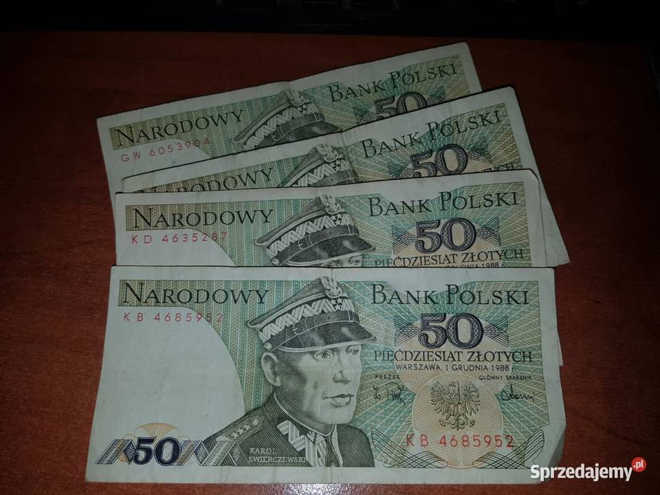 Banknoty PRL 50 4 sztuki Racibórz