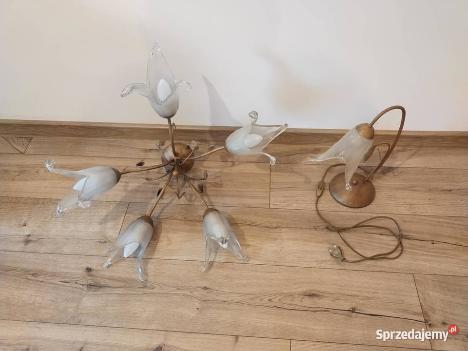 Zyrandol plus lampka Lampa salon mosiadz ZESTAW Kraków