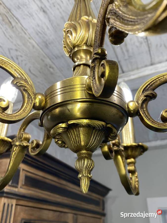 Francuski antyczny Żyrandol 20 mosiądz Warszawa