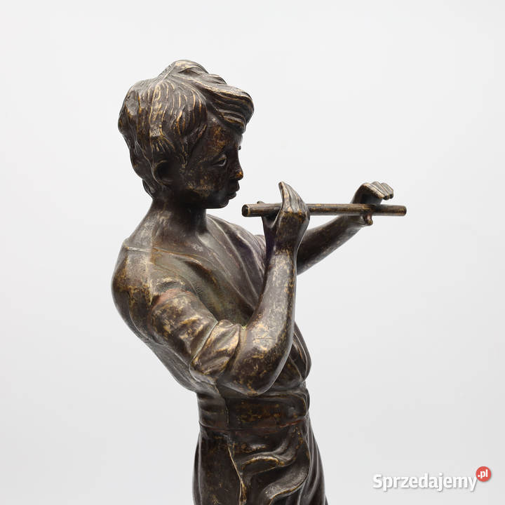 Artexpert Figura z brązu grajek chłopiec grający sprzedam