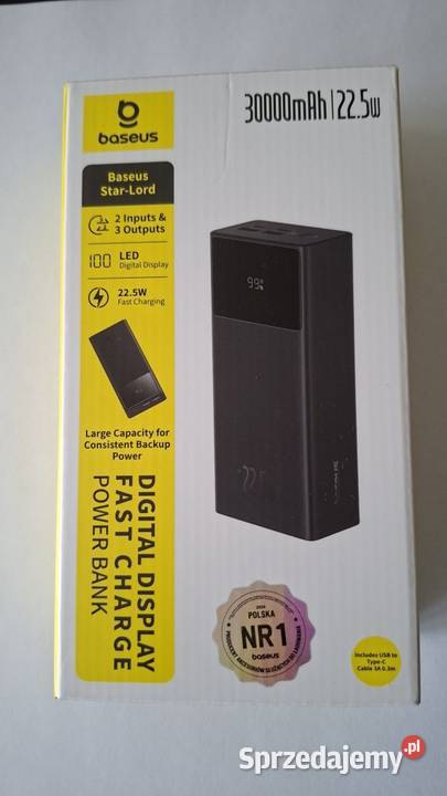 BASEUS Power Bank mocny szybki pojemny 30000mAh Zielona Góra