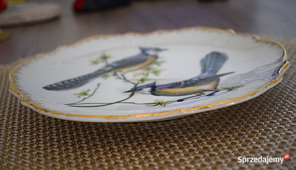 Porcelanowy talerz ozdobny Sójki Niebieskie Chełmno