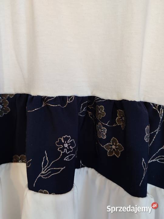 Sukienka dziewczynki biała granatowa krótki pomorskie Lipnica