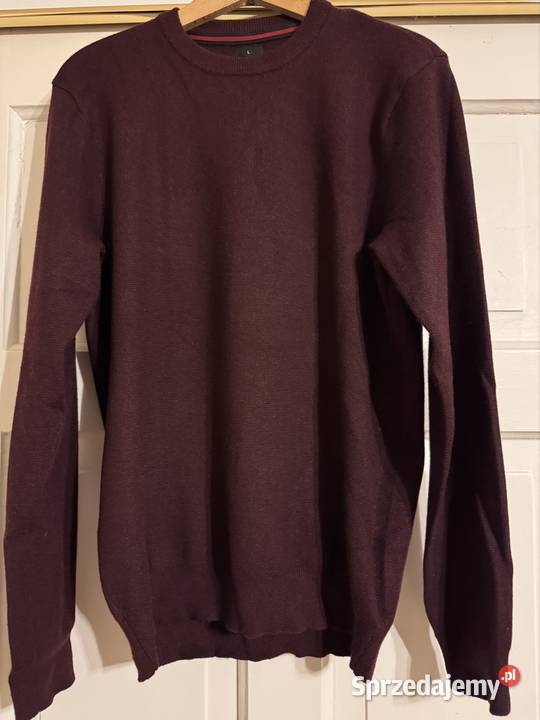 Sweter męski L Carry bordowy wiskoza casual