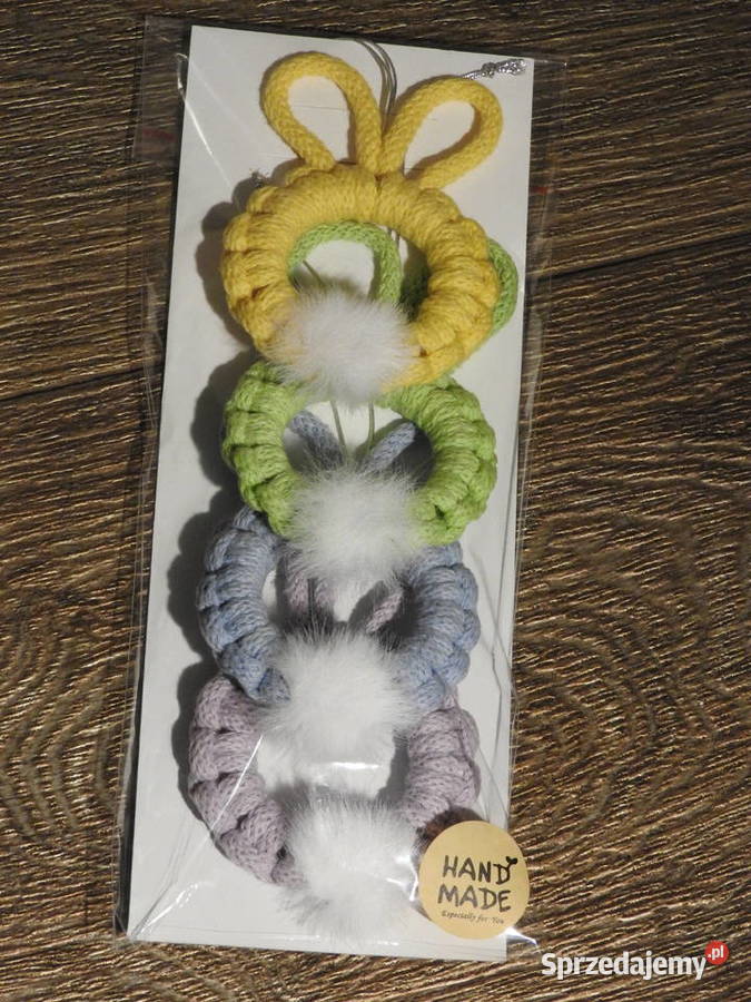Zajączki ze sznurka do makramy zestaw 4 śląskie